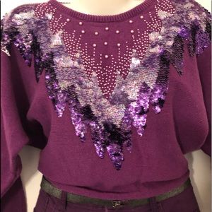 Cervelle Purple with Sequins Sweater szS